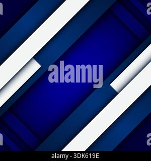 Modern navy blue stripes background overlapping diagonal shapes and shadows, digital business covers and sleek web design banners Stock Vector