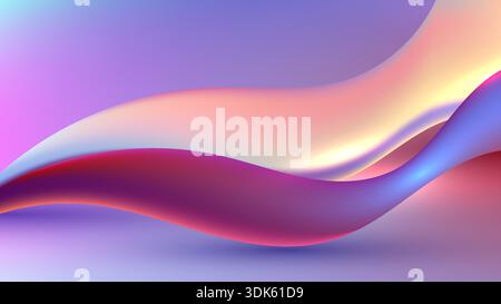 vibrant fluid gradient 3d wave with golden highlights and violet curves smooth motion and glossy texture, modern premium branding background Stock Vector