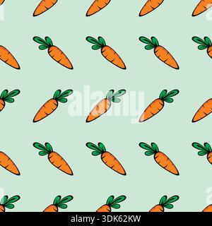 Carrot Seamless Pattern. carrot design with flat style on green background Stock Vector