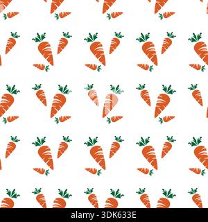 Carrot Seamless Pattern Design. carrot design with flat style on green background Stock Vector
