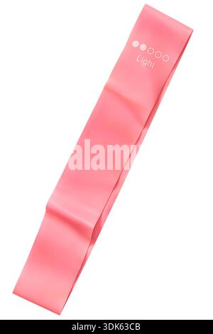 Pink fitness rubber light band isolated on whtie background Stock Photo