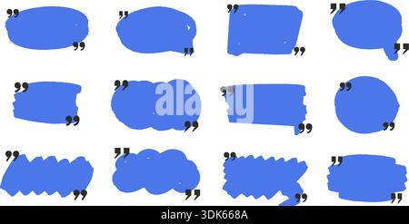 Abstract text forms with quotation marks. Set of dialog boxes. Square, rectangular, round, and oval text boxes, vector graphics Stock Vector