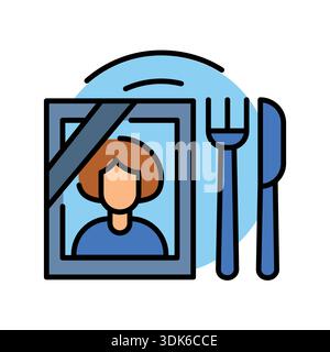 memorial meal black line icon. Vector isolated element. Editable stroke. Stock Vector