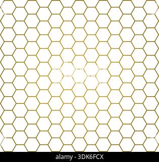 Hexagonal honeycomb pattern – minimalist geometric golden and white background - vector Stock Vector