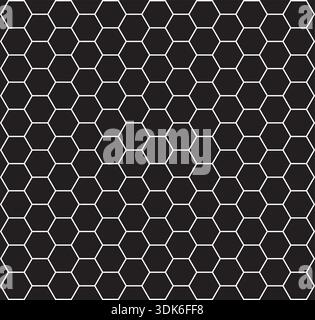 Hexagonal honeycomb pattern – minimalist geometric black and white background - vector Stock Vector
