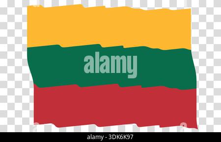Waving Flag of Lithuania. Lithuanian national symbol in official colors. Template icon. Abstract vector background. Fluttering effect Stock Vector
