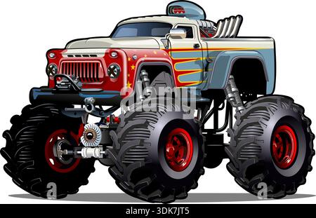 Cartoon Monster Truck. Available EPS-10 separated by groups and layers with transparency effects for one-click recolor Stock Vector