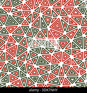 Abstract background with mosaic triangle shapes. Multiple repeated inner triangles of medium size. Multicolored style. Seamless pattern. Stock Vector