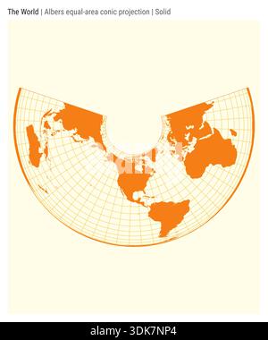 World Map. Albers equal-area conic projection. Futuristic world ...