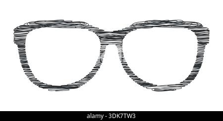 Hand drawn or scribble Sun glasses black and white vector stock illustration Stock Vector