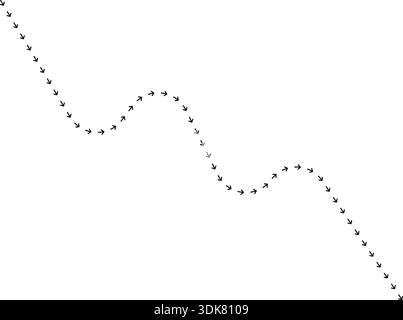 Arrow path line chart representing downward data direction. Stock Vector