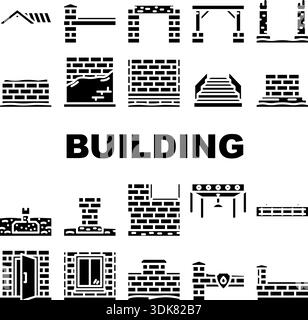House maintenance black glyph icons set on white space Stock Vector ...