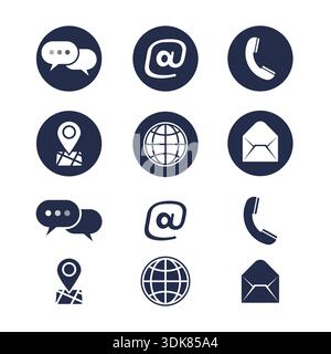 Set of contact us buttons Icons on white background Stock Vector