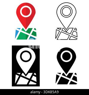 Set multiple style of modern Location pin icons Stock Vector