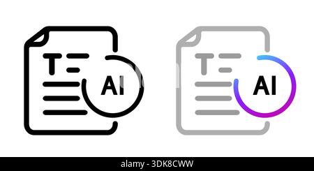 AI text icon set for natural language processing machine learning artificial intelligence technology with document and text symbol Stock Vector
