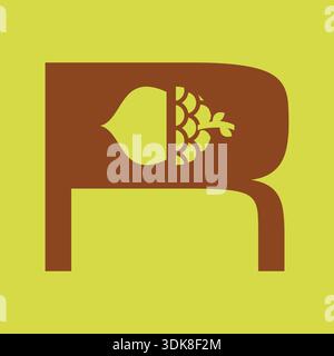 Initial Letter R Pine Cone Icon in modern vector illustration style, perfect for nature branding, eco identity, forestry projects, sustainability conc Stock Vector