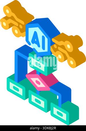 Big data analysis processing flowchart isometric colorful composition ...