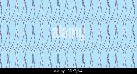 Abstract Wavy Lines Seamless Pattern in Blue,  Modern Flowing Background. Stock Vector