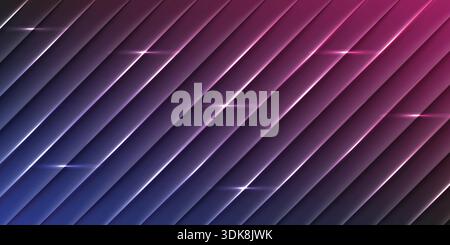 Neon Diagonal Lines Abstract Background  Modern Glowing Gradient Pattern. Stock Vector