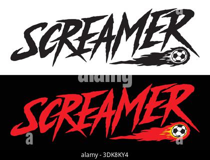 Screamer Football Soccer word lettering art design set.  Vector design illustration for web, t-shirt design, other graphic design use Stock Vector