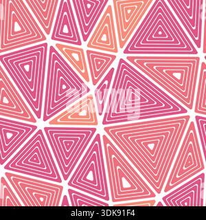 Triangles background. Multiple repeated inner triangles. Big shape size. Multiple colors style. Seamless pattern. Beautiful vector tiles. Stock Vector