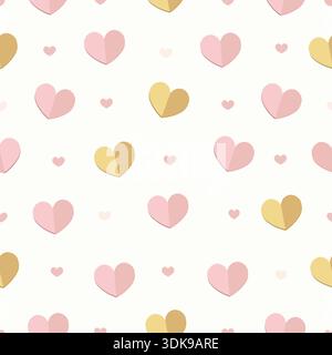 Pink and yellow hearts. Seamless fabric design pattern Stock Vector
