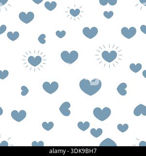 Blue hearts seamless fabric design pattern Stock Vector