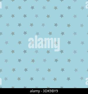 Cute blue small scale stars seamless fabric pattern Stock Vector