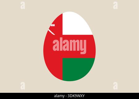Oman National Flag Proudly Displayed in an Elegant Oval Vector Graphic, Symbolizing Rich Heritage and Patriotic Identity.. Stock Vector