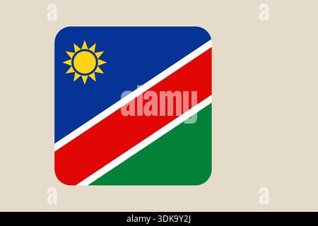 Vibrant Namibia Flag Symbolizing National Identity and Heritage in a Rounded Square Vector Icon on Beige. Stock Vector