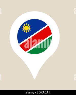 Namibia National Flag Represented Inside a Modern GPS Map Pointer Pin Icon for Location, Travel, and Geography.. Stock Vector