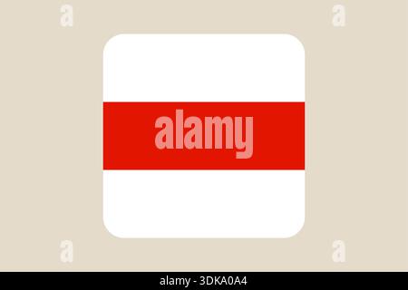 Belarus Flag Displayed as Modern Rounded Rectangle Icon on a Clean Beige Background, Representing National Identity and Geographic Symbolism.. Stock Vector