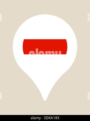 Vector Map Pin Icon with Red Minus Symbol, Representing Removal, Restriction, or Zoom Out for Modern UI UX Design.. Stock Vector