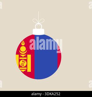 Festive Mongolian Flag Christmas Ornament Hanging Elegantly for Holiday Season Decorations and National Pride Celebration. Stock Vector