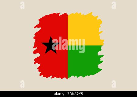 Guinea-Bissau National Flag Painted with Artistic Brush Strokes, Representing Identity and Patriotism in a Vibrant, Modern Style. Stock Vector