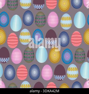 Seamless pattern with painted Easter eggs Stock Vector