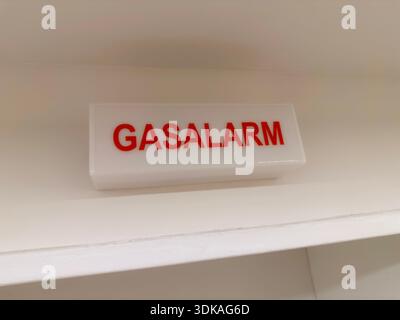 Gas alarm sign installed indoors highlighting safety awareness energy monitoring and hazard prevention in residential buildings and modern living envi Stock Photo