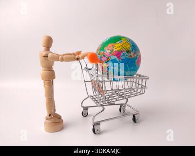 This image is a conceptual stock photo representing global commerce or shopping. Stock Photo