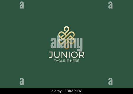 JR Logo Monogram  Concept Luxury Modern Minimalist Brand Identity Stock Vector