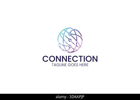 Global Connection Network Tech Logo Digital Software Solution Design Brand Identity Stock Vector