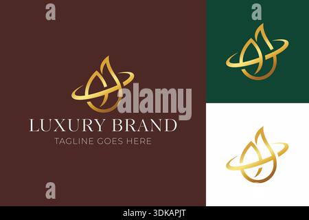Luxury Logo Abstract Nature Bud Sprout or Fire Flame for Beauty Fashion Brand Identity Stock Vector