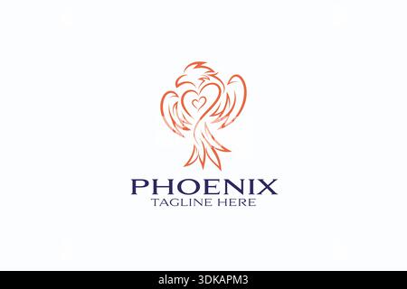Phoenix Flying Bird Symbol Abstract Sign Symbol Creature Mythology Spiritual Concept Brand Identity Stock Vector
