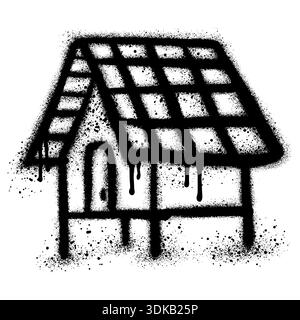 shack house graffiti with black spray paint. vector illustration. Stock Vector