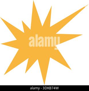 Irregular star shape icon. Abstract yellow starburst symbol. Comic burst sticker. Graphic design collage element. Spiky cartoon figure. Vector Stock Vector