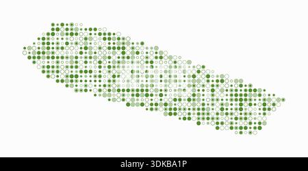 Sint Maarten, shape of the country built of colored cells. Digital style map of Sint Maarten on a white background. Small size circle blocks. Stock Vector
