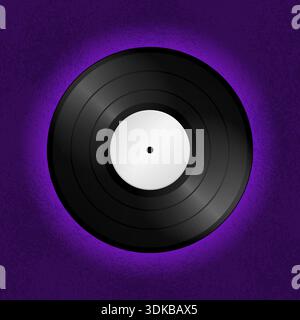 Realistic vinyl record on purple background. Vector illustration Stock Vector