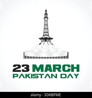 A graphic design commemorating Pakistan Day, which is celebrated annually on March 23rd. Stock Vector