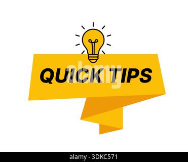 Bulb with quick tips speech bubble in paper cut style, representing creativity, innovation, and helpful ideas. Perfect for business, marketing, and Stock Vector