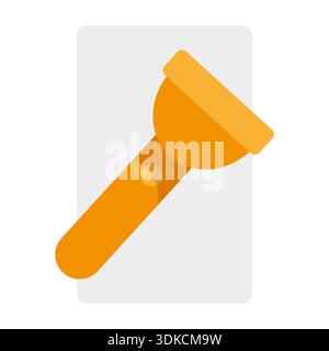 Flashlight icon tool. Orange torch light. Portable lamp Vector. Bright electric equipment. EPS 10. Stock Vector