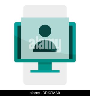 Online profile icon. Monitor user symbol. Vector computer person. Digital account illustration. EPS 10. Stock Vector